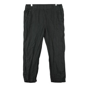 Quince 100% Linen Cropped Straight Leg Pants Womens Medium 32x26 Black Casual